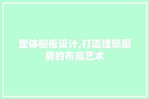 整体橱柜设计,打造理想厨房的布局艺术
