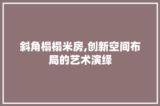 斜角榻榻米房,创新空间布局的艺术演绎