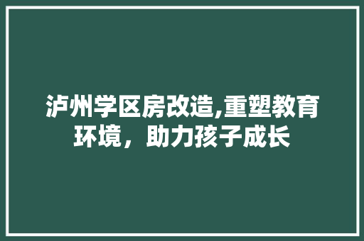 泸州学区房改造,重塑教育环境，助力孩子成长