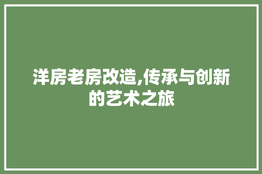 洋房老房改造,传承与创新的艺术之旅