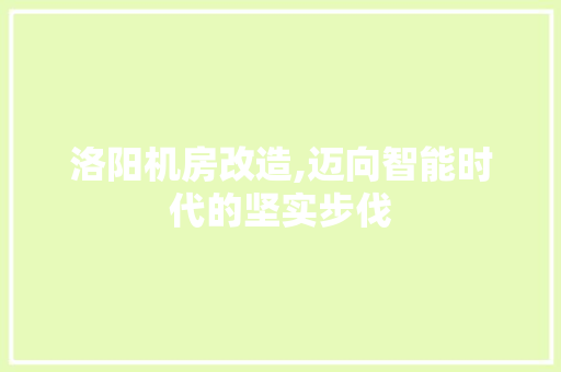 洛阳机房改造,迈向智能时代的坚实步伐
