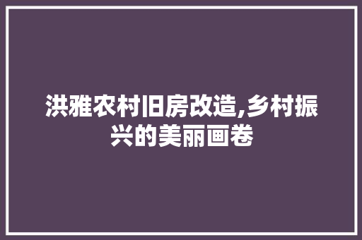 洪雅农村旧房改造,乡村振兴的美丽画卷