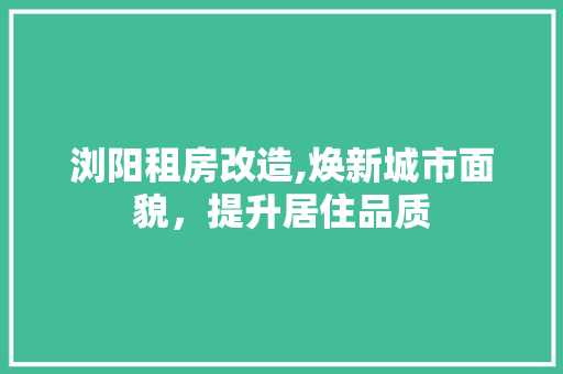 浏阳租房改造,焕新城市面貌，提升居住品质