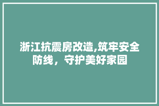 浙江抗震房改造,筑牢安全防线，守护美好家园
