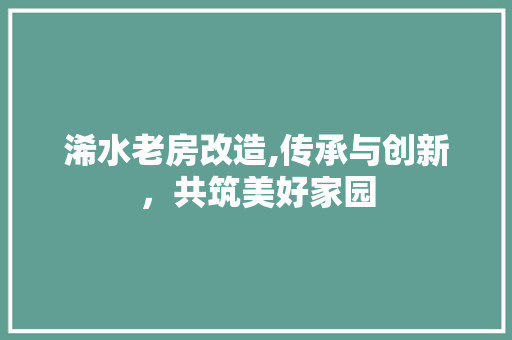 浠水老房改造,传承与创新，共筑美好家园