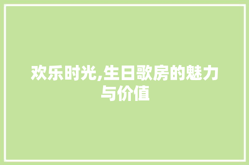 欢乐时光,生日歌房的魅力与价值
