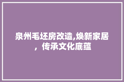 泉州毛坯房改造,焕新家居，传承文化底蕴