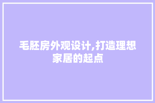 毛胚房外观设计,打造理想家居的起点