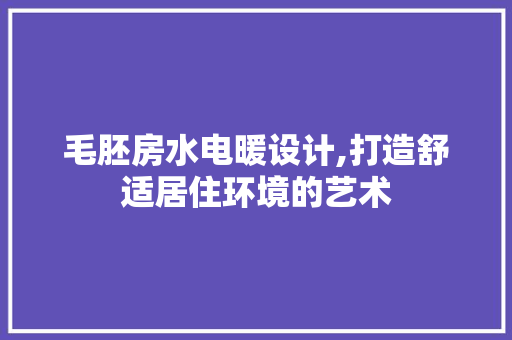 毛胚房水电暖设计,打造舒适居住环境的艺术