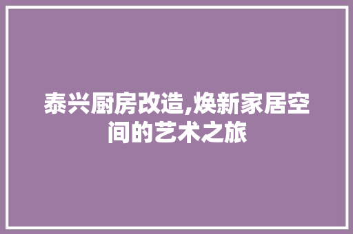 泰兴厨房改造,焕新家居空间的艺术之旅