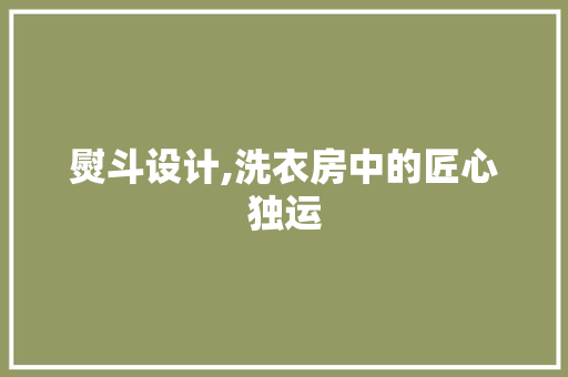 熨斗设计,洗衣房中的匠心独运