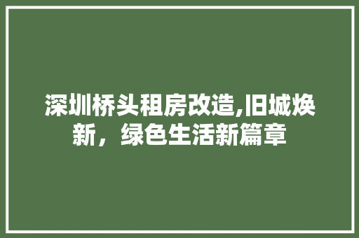 深圳桥头租房改造,旧城焕新，绿色生活新篇章