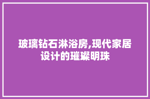 玻璃钻石淋浴房,现代家居设计的璀璨明珠