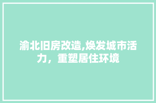渝北旧房改造,焕发城市活力，重塑居住环境