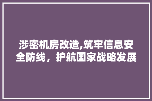 涉密机房改造,筑牢信息安全防线，护航国家战略发展