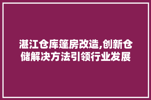 湛江仓库篷房改造,创新仓储解决方法引领行业发展