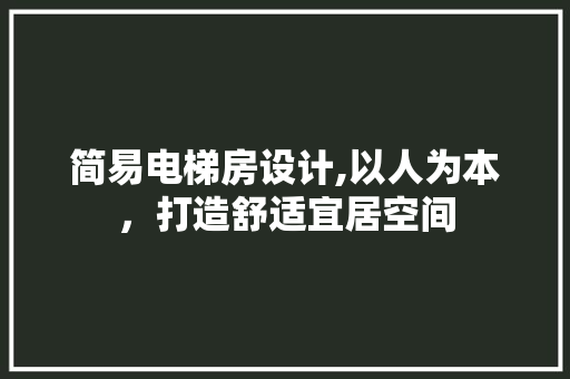 简易电梯房设计,以人为本，打造舒适宜居空间