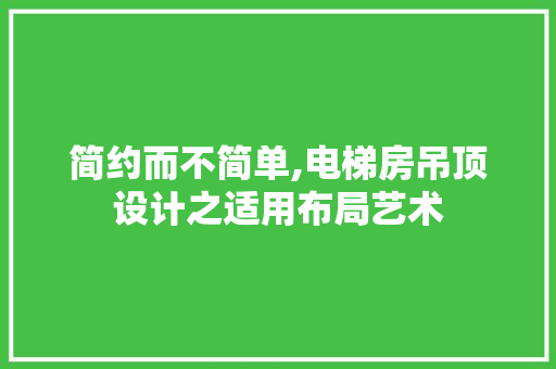 简约而不简单,电梯房吊顶设计之适用布局艺术