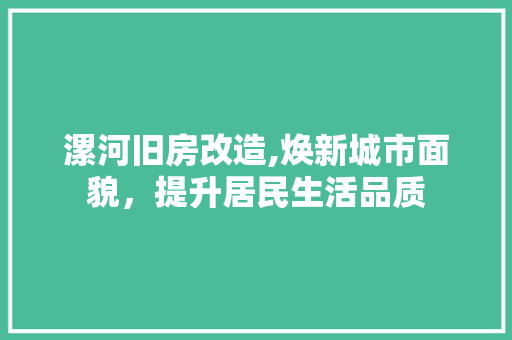 漯河旧房改造,焕新城市面貌，提升居民生活品质
