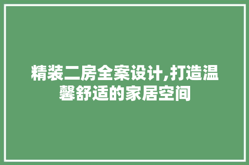 精装二房全案设计,打造温馨舒适的家居空间