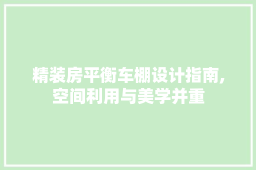 精装房平衡车棚设计指南,空间利用与美学并重