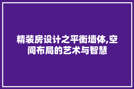 精装房设计之平衡墙体,空间布局的艺术与智慧