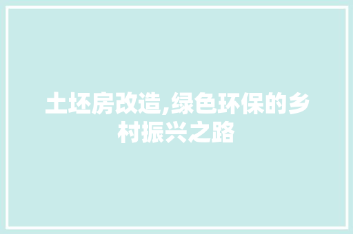 土坯房改造,绿色环保的乡村振兴之路