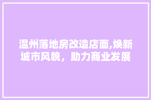 温州落地房改造店面,焕新城市风貌，助力商业发展