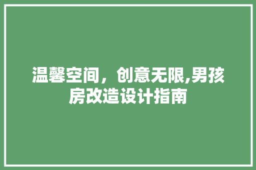 温馨空间，创意无限,男孩房改造设计指南