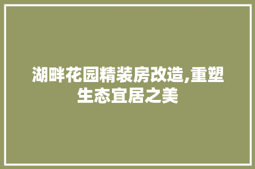 湖畔花园精装房改造,重塑生态宜居之美