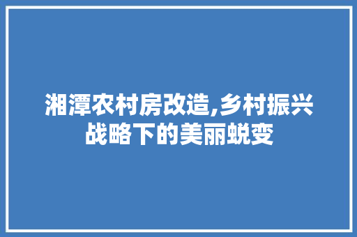 湘潭农村房改造,乡村振兴战略下的美丽蜕变