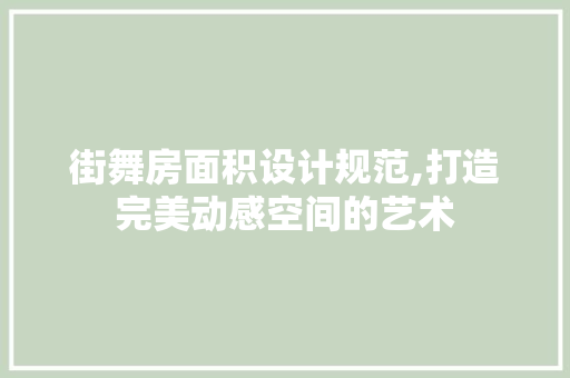 街舞房面积设计规范,打造完美动感空间的艺术