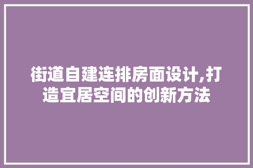 街道自建连排房面设计,打造宜居空间的创新方法