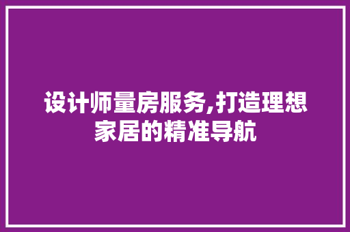 设计师量房服务,打造理想家居的精准导航