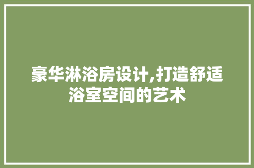 豪华淋浴房设计,打造舒适浴室空间的艺术