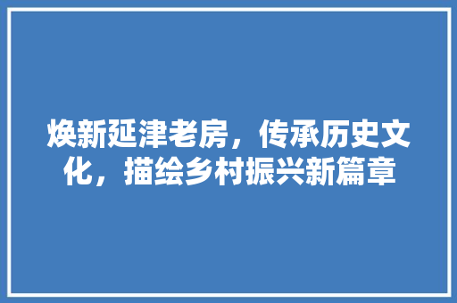 焕新延津老房，传承历史文化，描绘乡村振兴新篇章