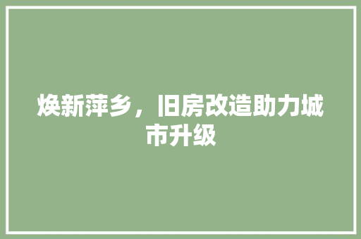 焕新萍乡，旧房改造助力城市升级
