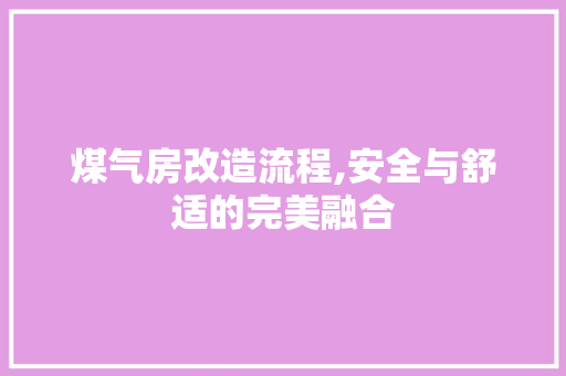煤气房改造流程,安全与舒适的完美融合