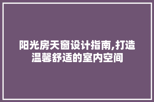 阳光房天窗设计指南,打造温馨舒适的室内空间