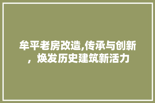 牟平老房改造,传承与创新，焕发历史建筑新活力