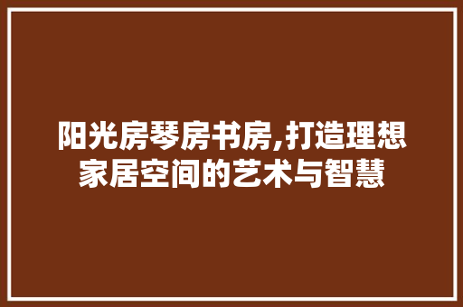 阳光房琴房书房,打造理想家居空间的艺术与智慧