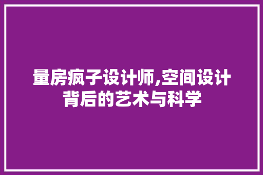 量房疯子设计师,空间设计背后的艺术与科学