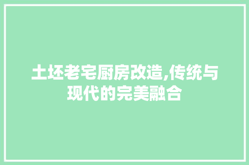 土坯老宅厨房改造,传统与现代的完美融合