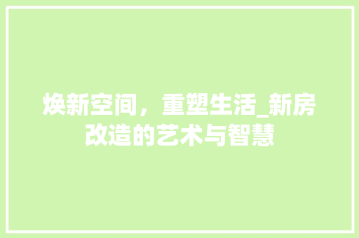 焕新空间，重塑生活_新房改造的艺术与智慧