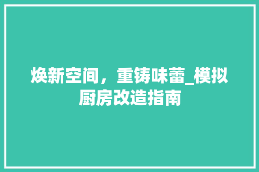 焕新空间，重铸味蕾_模拟厨房改造指南