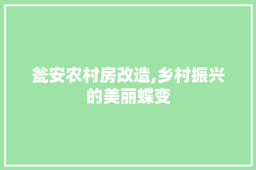 瓮安农村房改造,乡村振兴的美丽蝶变