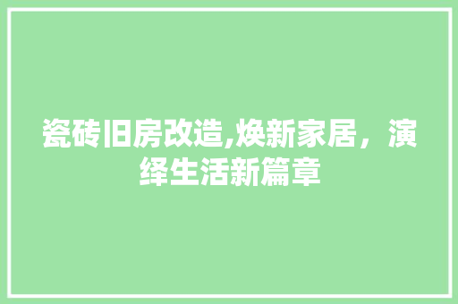 瓷砖旧房改造,焕新家居，演绎生活新篇章