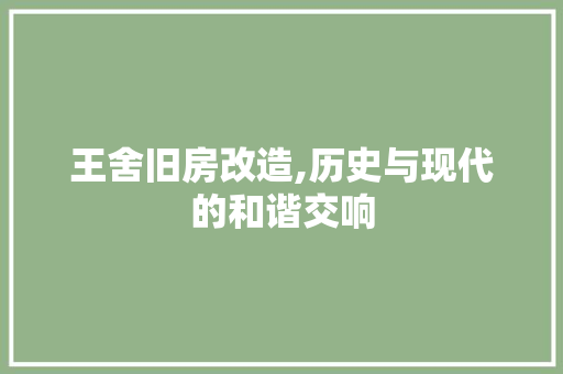 王舍旧房改造,历史与现代的和谐交响