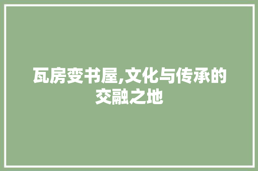 瓦房变书屋,文化与传承的交融之地