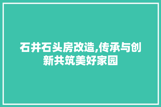 石井石头房改造,传承与创新共筑美好家园
